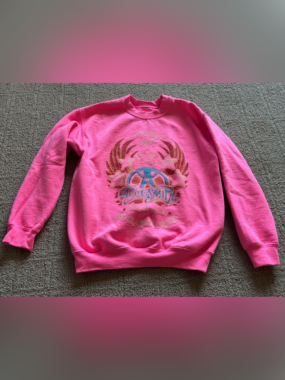 Pink Aerosmith Graphic Crewneck Sweatshirt